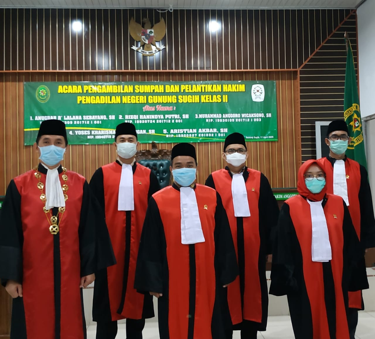 Ketua PN Gunung Sugih Lantik 5 Hakim Baru