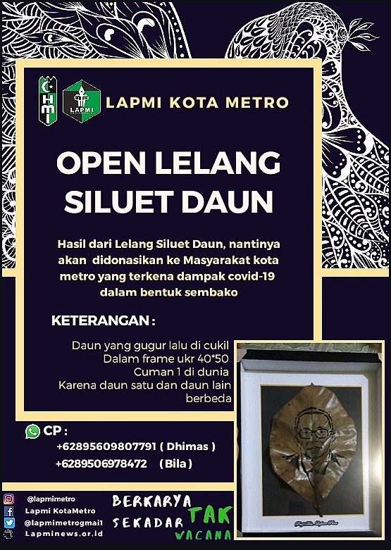 Galang Dana untuk Warga Terdampak Covid-19, Lapmi Metro Lelang Karya Ukiran Daun Lafran Pane Galang Dana untuk Warga Terdampak Covid-19, Lapmi Metro Lelang Karya Ukiran Daun Lafran Pane