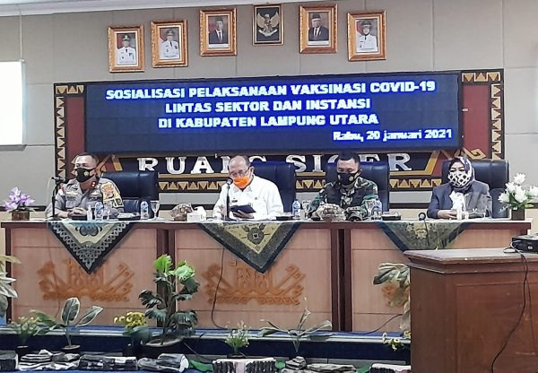 Bentuk Kesiapsiagaan dalam Penanggulangan Covid-19, Sekda Lampura Sosialisasi Vaksinasi Lintas Sektor