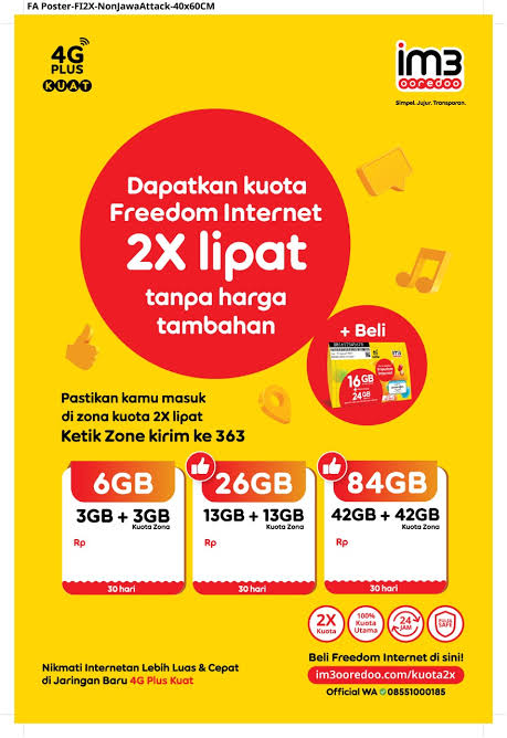 Khusus pengguna IM3, berikut beberapa titik Zona Freedom 2x lipat
