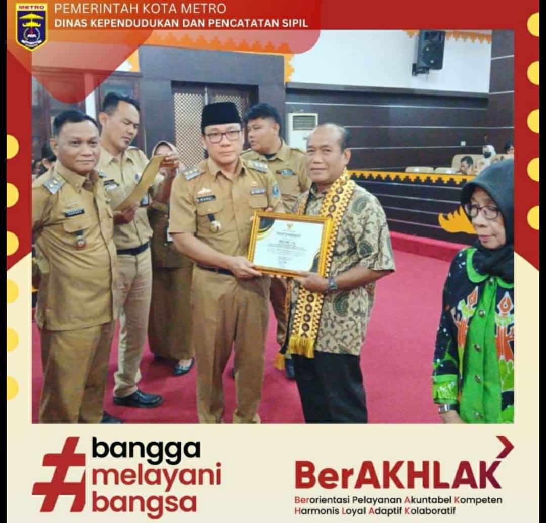 Pemerintah Kota Metro meraih penghargaan KIA tingkat nasional