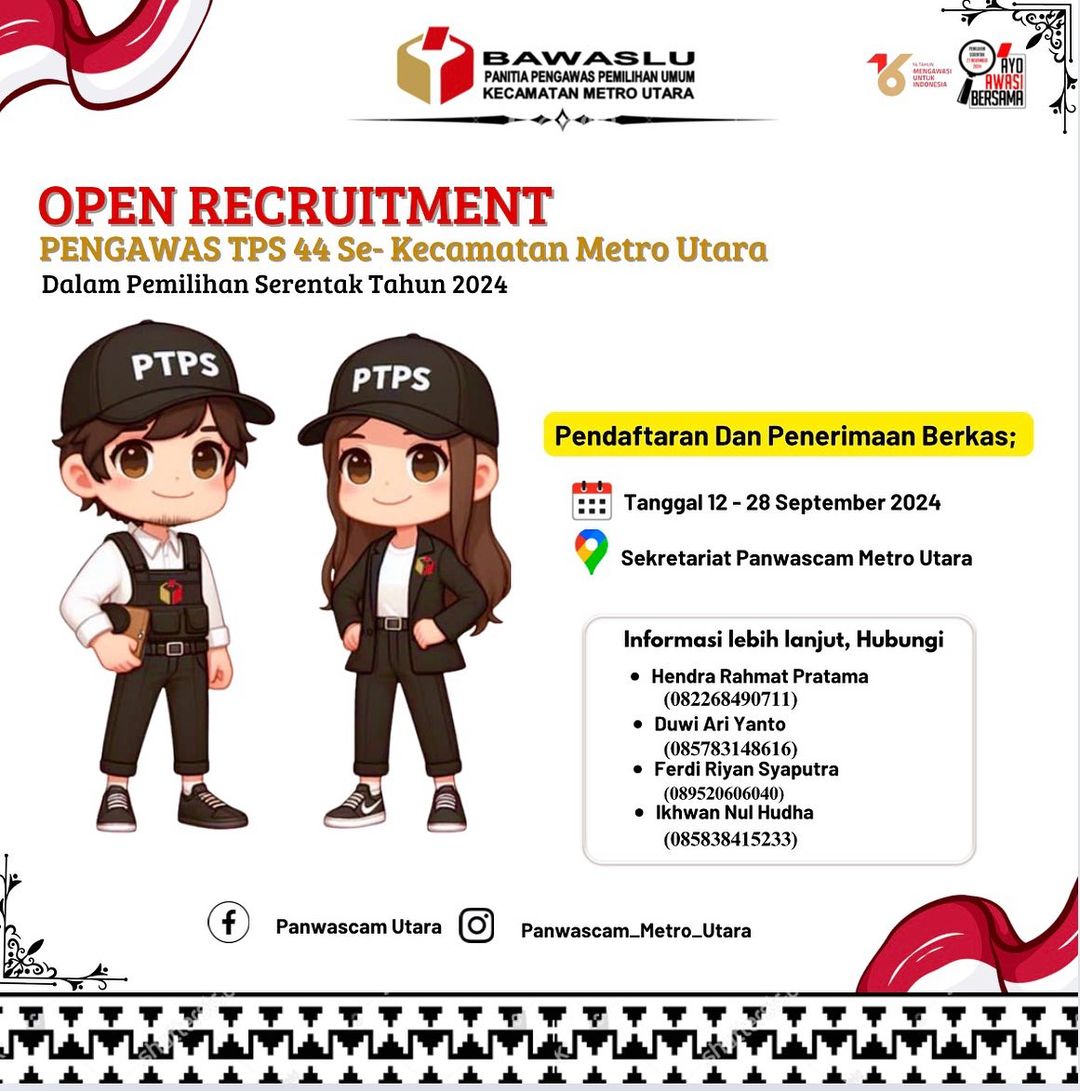 Penjaringan PTPS di Panwascam Metro Utara sudah berjalan