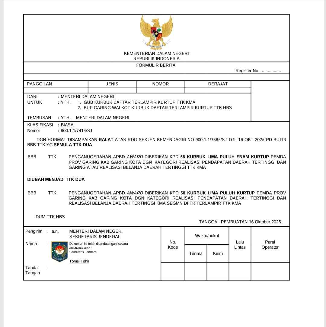 Sukses kelola APBD, Kota Metro masuk daftar 56 daerah terbaik se-Indonesia